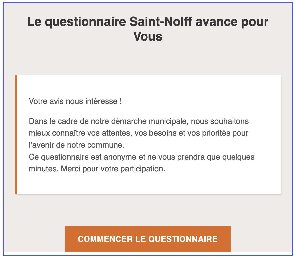 Le questionnaire est en ligne !